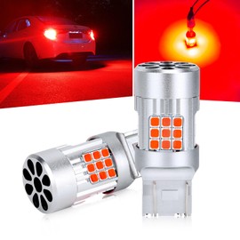 OPPLIGHT T20 Double LED Brake Lamp, Red, Compatible with Vehicle Inspections, Small Interlocking, T20, Double Ball, W3 x 16q, 7443, LED Tail Lamp, Stop Lamp, Genuine Replacement, Pong Included, Silent