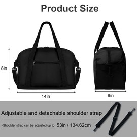 Flintronic Small Gym Bag, 14 inch Carry On Mini Duffel Bag with 2 Drawstring Bags, Lightweight Overnight Bag Portable Travel Bag for Sports, Gym (Black)