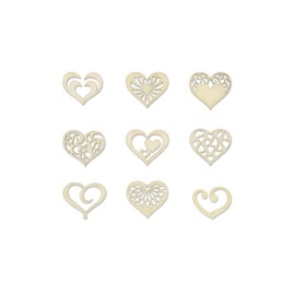 Mini Laser Cuts Wood Shape - Hearts - 45 Pieces - 1'' Across