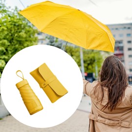 Vaveren Travel Umbrella Mini Umbrella for Purse Lightweight Personal Manual Strong Small Pocket Umbrella Windproof for Trips Business, Yellow