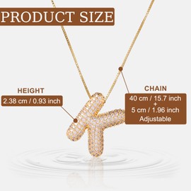 Bubble Letter Necklace for Women, Golden Diamond Letter Initial Necklace Zircon Alphabet Necklace Crystal Bubble Necklace Pendant Name Jewelry for Girls, Teens (K)