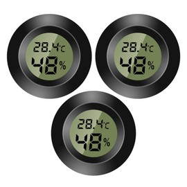 3 Pcs Mini Digital Indoor Thermometer Temperature Humidity Monitor for Home Digital Hygrometer Kids Room Guitar Incubator Reptile Car Greenhouse Black