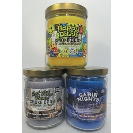 Smoke Odor Exterminator 13 oz Jar Candles Happy Daze, Assortment (3) Includes Happy Daze, Just Like Home & Cabin Nights.