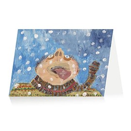 Royal Academy Rocco, Catching Snowflakes Christmas Single Greeting Card (17x12cm)