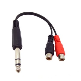 6.35mm to 2 RCA Cable,Qaoquda 6.35mm 1/4 inch TRS Stereo Jack Male to Dual RCA Female Plug Y Splitter Adapter Cable - 8 Inch(635M-2RCAF)