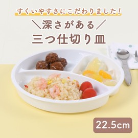 OGISO 17640000B100 3 Divider Plate with Depth 8.9 inches (22.5 cm), Easy to Scoop, Deep Divider Plate, Lunch Plate
