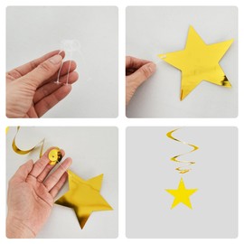 BEISHIDA Black Gold Silver Star Hanging Swirl Decorations,Graduation Birthday Hanging Party Supplies for Graduation Wedding Baby Shower Birthday Decorations,Pack of 15