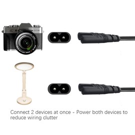 2X IEC320 C8 to 2X C7 Y Split AC Power Cord, IEC Figure 8 Male to 2 Female 1 in 2 Out AC Power Cable