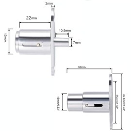 YOUTU® Cabinet Lock Sliding Door Pressure Cylinder Various Locking Furniture Cylinder Bolt Lock Sliding Door Lock Cylinder Diameter 19 mm Pressure Cylinder Lock Cabinet Lock Furniture Lock (22 mm)