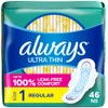 Always Ultra Thin Pads with Wings, Size 1, Regular, 46