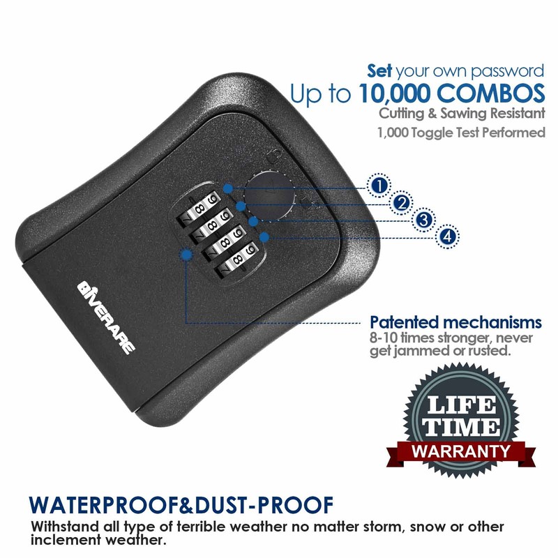 GIVERARE 2 PACK Key Lock Box, Wall Mount 4 Digits