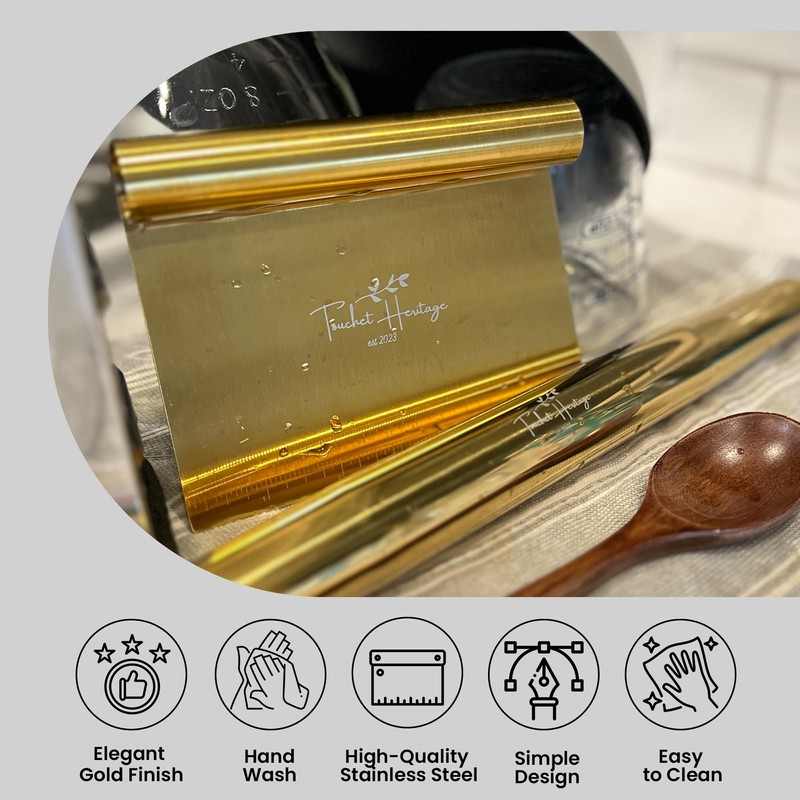 French Rolling Pin and Dough Scraper Set | Gold Bench