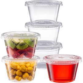 Zuvo Plastic Sauce Containers with Lids - 04 OZ (50 Pack) - Perfect Round Plastic Food Storage Containers for Sauce - Reusable, Leakproof Tubs, BPA Free