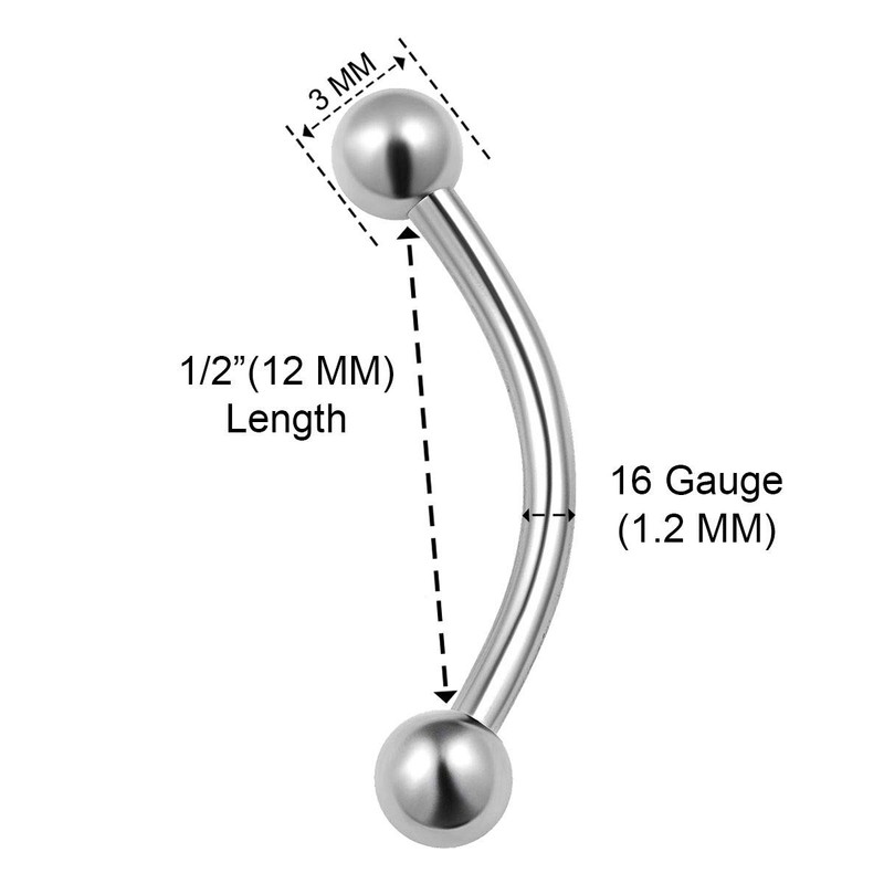 KJM Fashion Surgical Steel Banana Ear Stud Earrings 1.2 mm