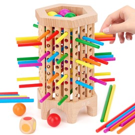 Centtechi Montessori Game Wooden Board Games for Kids 4-6-8, 36 Colorful Stick Math Educational Toys for 3 4 5 6 Year Olds, Classic Fun Dice Games for Family Game Night 2-6 Players