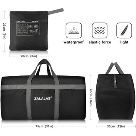 ZALALAS Foldable Duffle Bag, 96L Extra Large Travel Duffel bag Lightweight Weekender Bag for Men Women Water-proof & Tear Resistant,Black