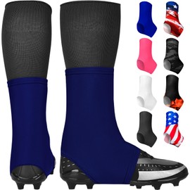 Exxact Sports Spats Football Cleat Covers - Keep Your Laces Tied and Cleats Clean, Football Spats for Cleats, Perfect for Baseball, Soccer, Lacrosse, Hockey (Navy, X-Large)