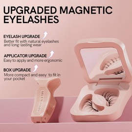 Magnetic Eyelashes with Applicator Kit Natural Reusable Soft Magnetic Lashes Without Eyeliner, Glue-free False Eyelashes Lightweight, Waterproof, Easy to Wear, No Makeup Remover Required(Natural Beauty, Black)