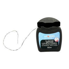 APOTEKE - Filo dentale al carbone antibatterico e sbiancante - 50 metri - Igiene orale