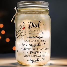 Memorial Gifts for Loss of Dad, Bereavement Gifts for Loss of Father, In Memory of Dad Memorial Red Cardinal Loss of Father Sympathy Gift Sympathy Quotes In Loving Memory Condolences Mason Jar Light