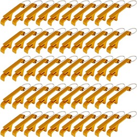 ZHANGBY 50 Pack Metal Bottle Opener Keychain Bulk, Portable Beer and Soda Opener (Yellow)