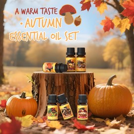 Soulorigin Autumn Fragrance Oils Set, Essential Oil for Diffuser, Fall Scent Diffuser Oil, Use for Soap Candle Making,Pumpkin Spice, Spiced Cider, Maple Syrup, Autumn Harvest, Cinnamon, and Apple Pie