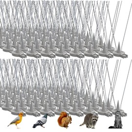 Bird Spikes, 16 Packs Pigeon Deterrent, Stainless Steel Bird Spikes Deterrent for Outside, Spikes Coverage 16 Feet, for Patio, Balcony and Garden Fence