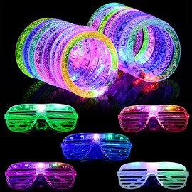 AUAUY 8PCS LED Wristband, Glow In The Dark LED Bracelets, 8 Colors Flashing Light Up Wristbands Party Supplies for Festivals, Raves, Camping, Birthday Party, Glow Accessory for Kids and Adults