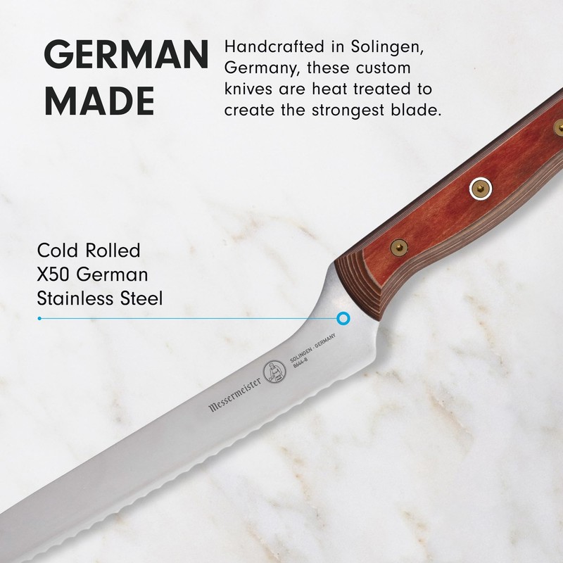 Messermeister Custom 8” Offset Scalloped Knife, Terra Red - X50