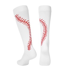 White Softball Socks with Stitches for Women Knee High Softball Baseball Socks Athletic Socks White L, White, L
