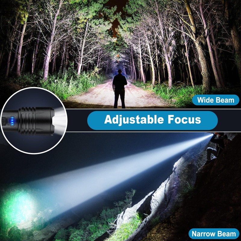 KINGCAESAR 3 Pack Rechargeable Flashlights 90,000 High Lumens, Super Bright