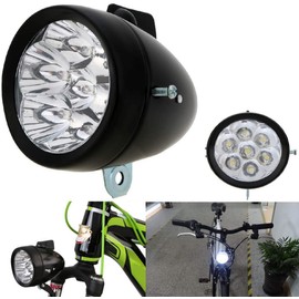 Vintage Retro Bicycle Bike Front Light Lamp 7 LED Fixie Headlight with Bracket (Black)