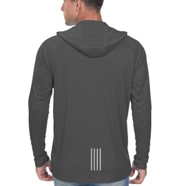 Men UV Sun Protection UPF 50+ Skins Rash Guard Long Sleeves Hoodies Dark Grey X-Large