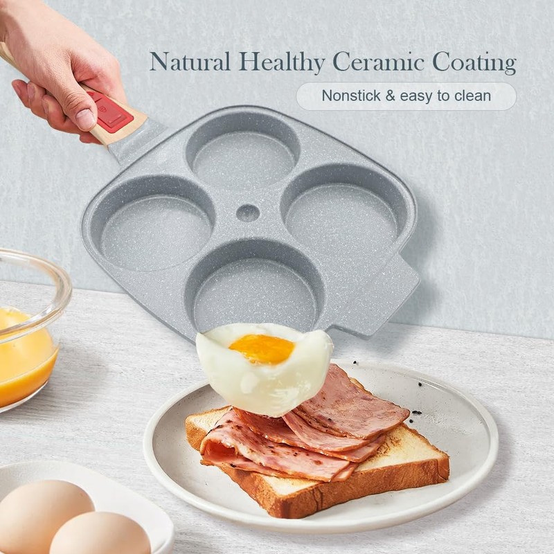 RANX INGST Ceramic Egg Frying Pan with Lid, Nonstick 4