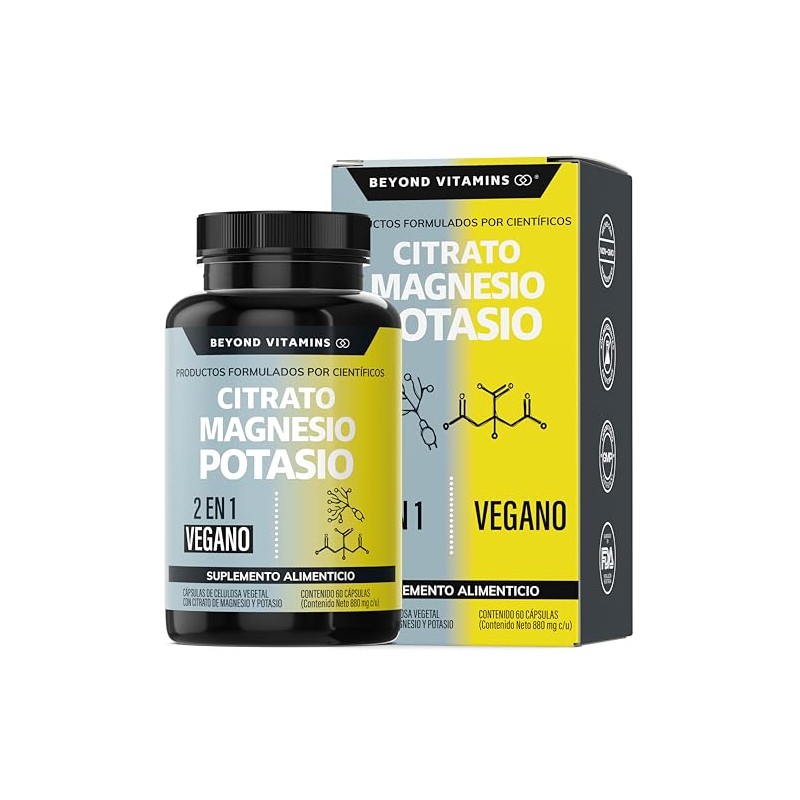 Citrato Magnesio Potasio 1334 Adicionados Platano Polvo Curcuma Arroz Cápsulas