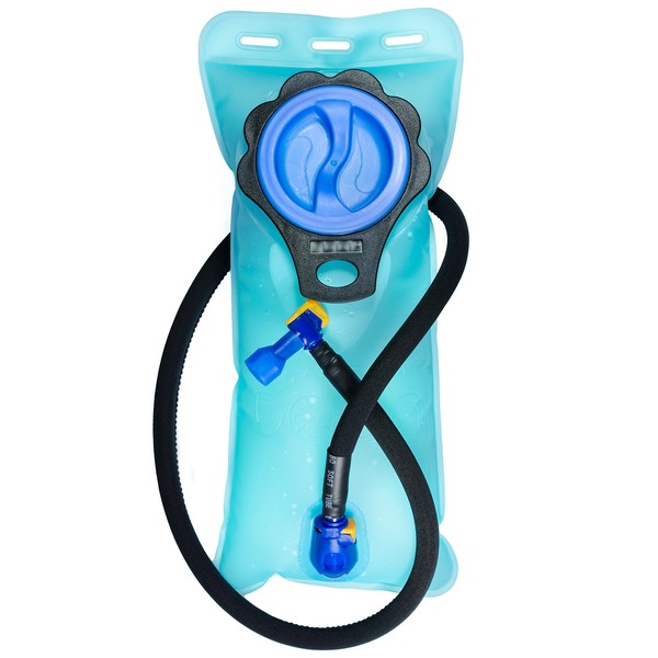Aquatic Way Hydration Bladder Water Reservoir for Bicycling Hiking Camping Backpack. BPA Free. Easy Clean Large Opening, Quick Release Insulated Tube with Shutoff Valve (Blue-A 2L 70oz)