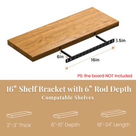 1pc Floating Shelf Hardware Heavy Duty Hidden Shelf Brackets Support,Wall Mounting Invisible Floating Shelves Bracket Without Jig (16" x 6" x 1.5")