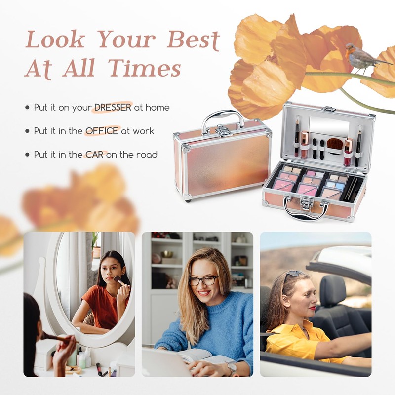 Color Nymph Beginner Makeup Kits For Teens With Train Case