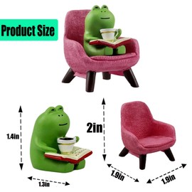 Adorable Miniature Frog Figurines - Cute Pink Sofa Frog Sculpture for Home Office Bookshelf Desktop Decor, Funny Office Accessories, Fairy Garden Ornaments - Unique Gift for Frog Lovers & Collectors