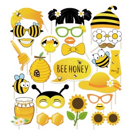25 Pcs Bee Honey Photo Booth Props for Bee Honey Party Decoration Supplies, Bumblebee Theme Selfie Props Photography Backdrop Decorations for Bumble Firsts Party Supplies