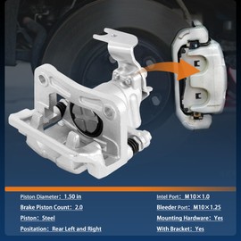 KUIPERAUTO 2PCS Rear Disc Brake Caliper Assembly w/Bracket Compatible for Honda Accord 2013 2014 2015 2016 2017 Rear Driver and Passenger Side 19B7097 19B7096