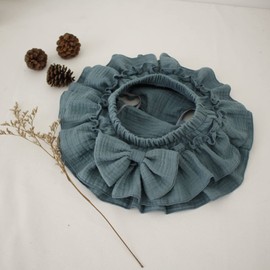 RUKOSU - Pantalones cortos para bebé y niña, con lazo, gasa de algodón, con volantes, para pañales, pantalones cortos, Azul, 12-24 Meses