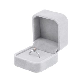 Velvet Ring Box for Engagement Ring Grey Ring Boxes for Jewellery Gift Small Single Velvet Ring Gift Boxes Ring Box Wedding Day Wedding Ring Boxes for Ceremony Men and Women