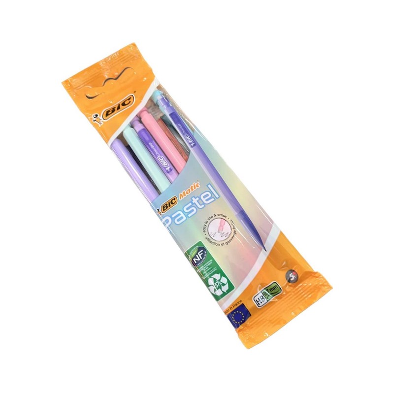 BIC Matic Pack of 5 Mechanical Pencils Pastel Body 0.7