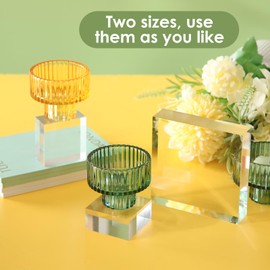 Remerry 16 Pcs Clear Acrylic Blocks Acrylic Square Display Block Clear Polished Acrylic Cube Acrylic Jewelry Display Stand Ring Showcase Holder Base (2 x 2 x 1 Inch, 4 x 4 x 1 Inch)