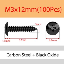 MOOPW Round Head Wood Screws - Carbon Steel Screws Phillips Self Tapping Hardware Nails M3 M4 M5