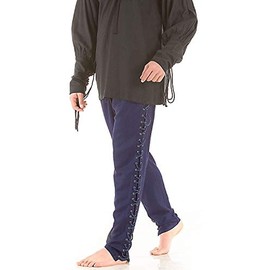 ThePirateDressing Pirate Medieval Renaissance Lace-Up Pants Costume C1122 [Navy] [X-Large]
