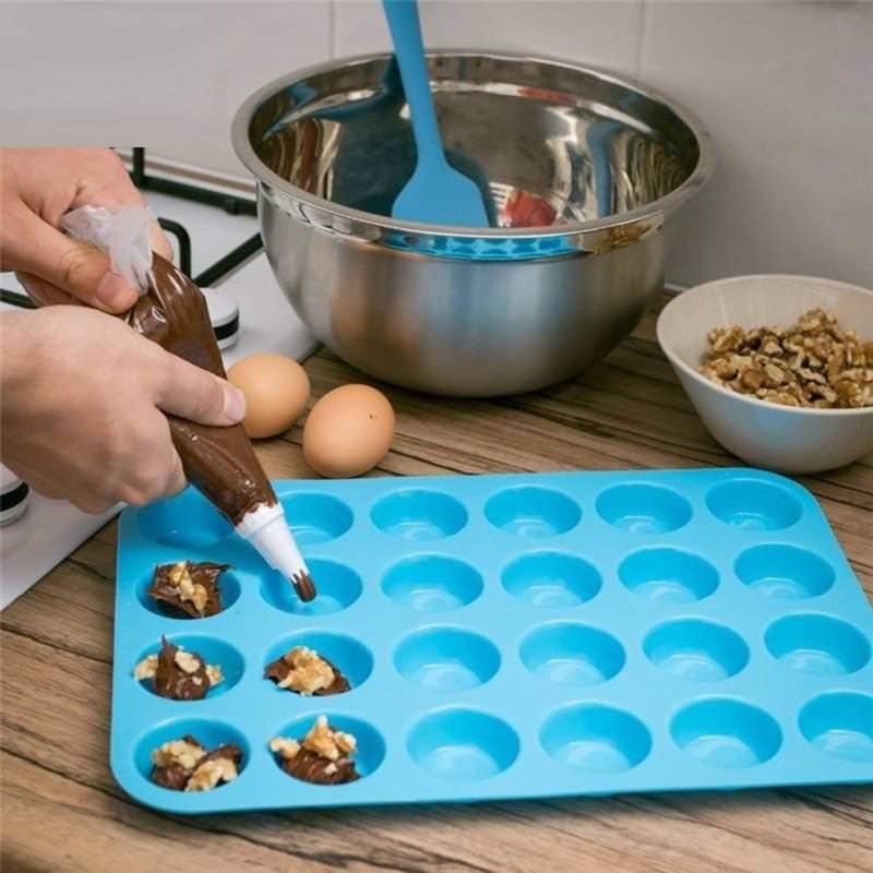 Silicone Mini Muffin Pan, Qtopun 4 Pack 24 Cups Silicone