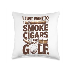 I Just Want To Smoke Cigars and Play Golf Retirement Plan Throw Pillow
