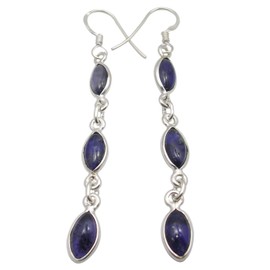 SilverStarJewel - arete largos de plata de ley 925 con diseño de cabina de Iolite Tcw 7.8 de 6,35 cm